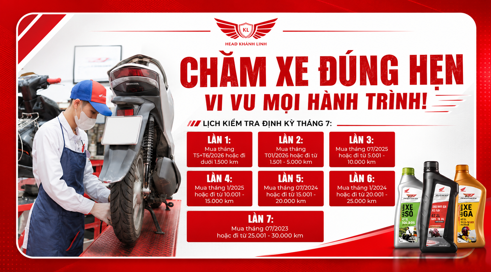Lịch Kiểm Tra Xe Định Kỳ Tháng 7 Tại HEAD Khánh Linh